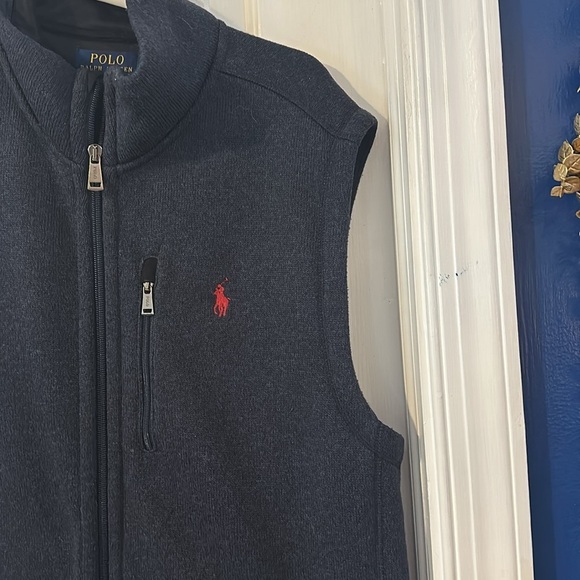 Men’s Polo Ralph Lauren Blue Brushed Fleece Full-Zip Vest Size Medium - Picture 5 of 7